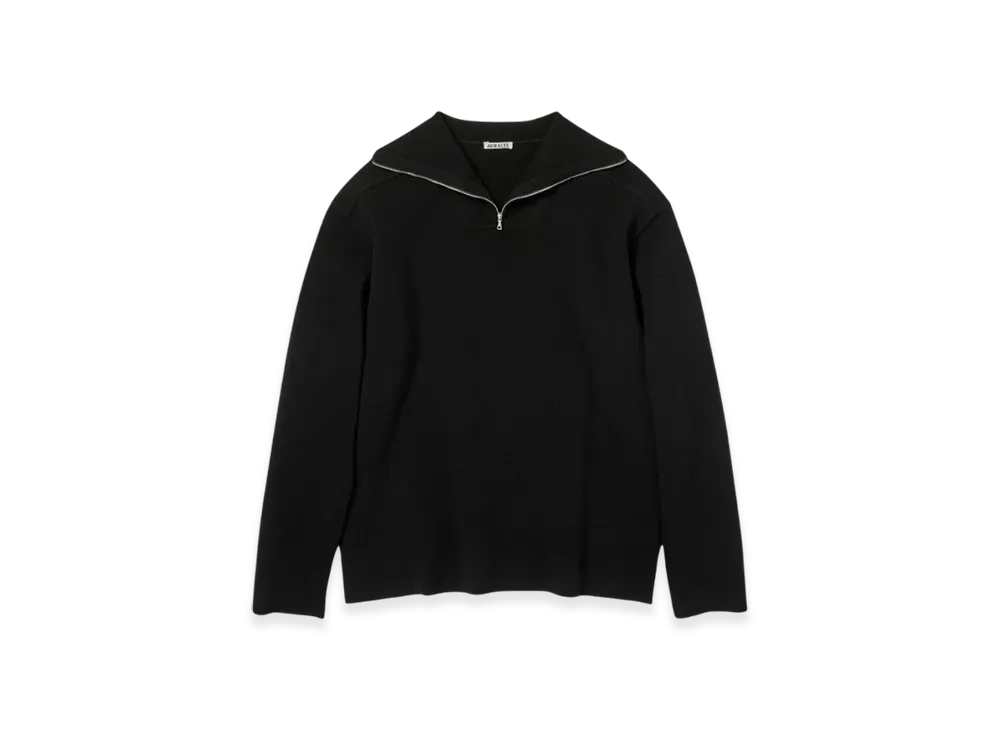 AURALEE Heavy Milano Rib Knit Zip "Black"