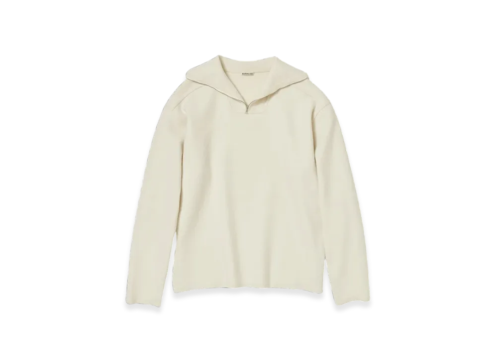 AURALEE Heavy Milano Rib Knit Zip "Ivory White"