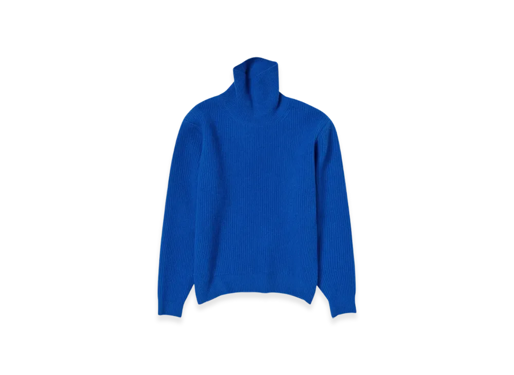 AURALEE Milled French Merino Rib Knit Turtle "Royal Blue"