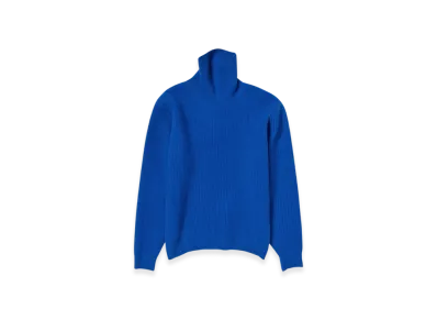 AURALEE Milled French Merino Rib Knit Turtle "Royal Blue"