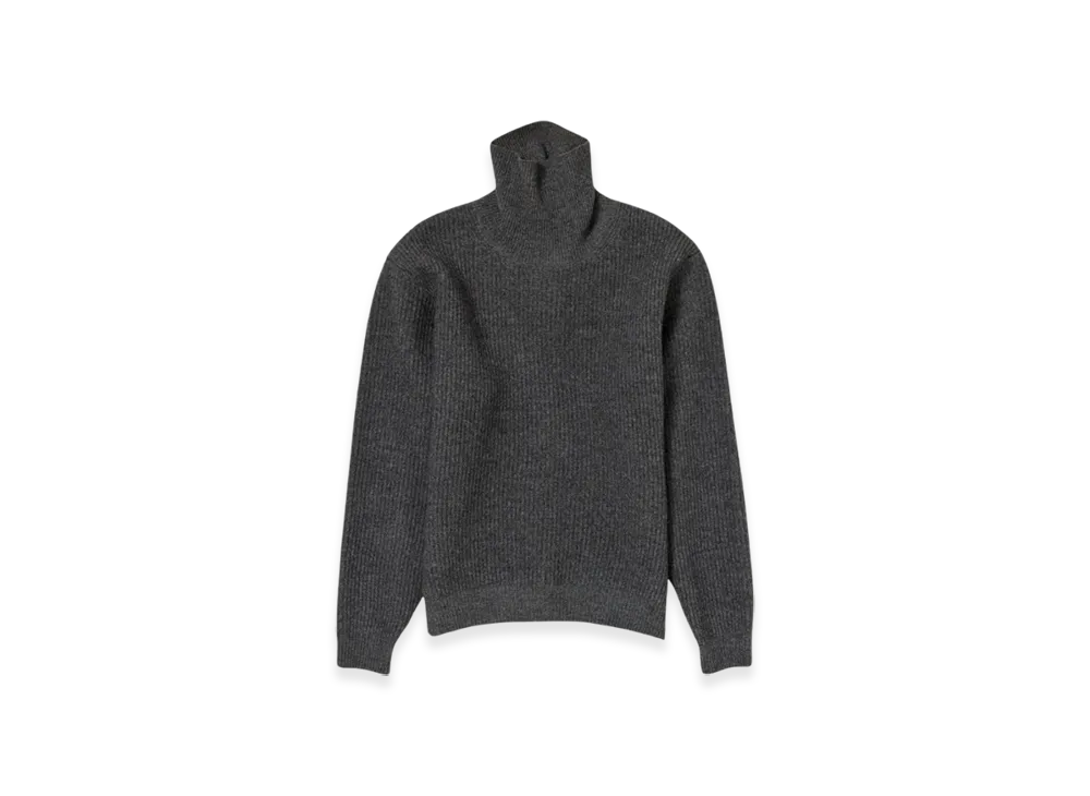 AURALEE Milled French Merino Rib Knit Turtle "Charcoal Gray"