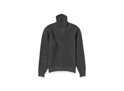 AURALEE Milled French Merino Rib Knit Turtle "Charcoal Gray"