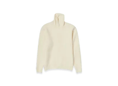 AURALEE Milled French Merino Rib Knit Turtle "Ivory White"