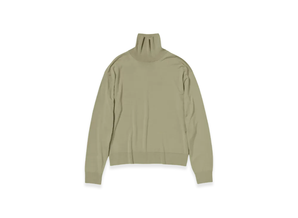 AURALEE Super High Gauge Wool Knit Turtle "Khaki Beige"