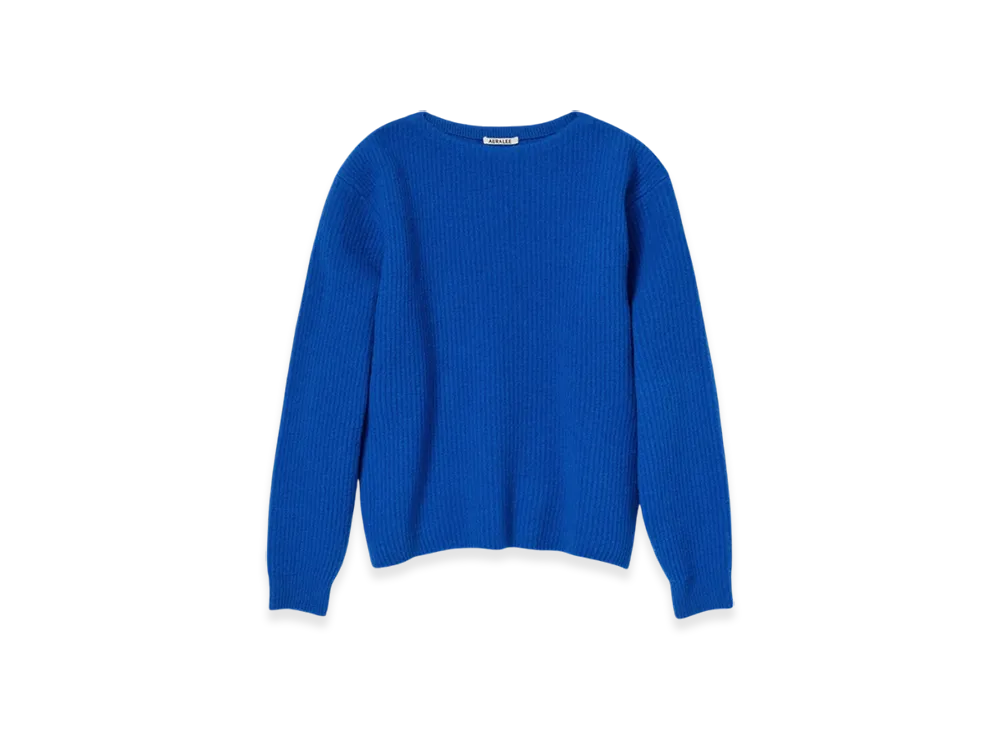 AURALEE Milled French Merino Rib Knit Boat Neck P/O "Royal Blue"