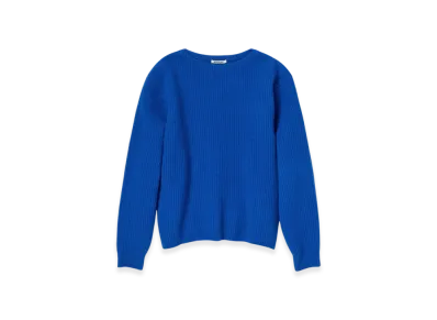 AURALEE Milled French Merino Rib Knit Boat Neck P/O "Royal Blue"