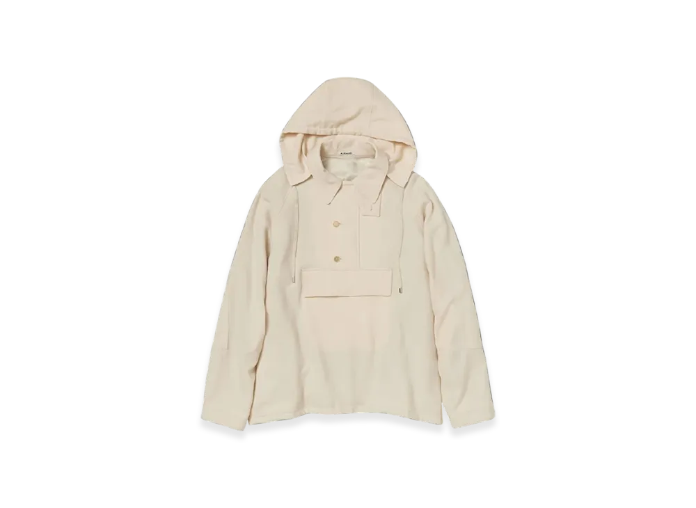 AURALEE Airy Wool Viyella P/O Anorak "Ivory White"