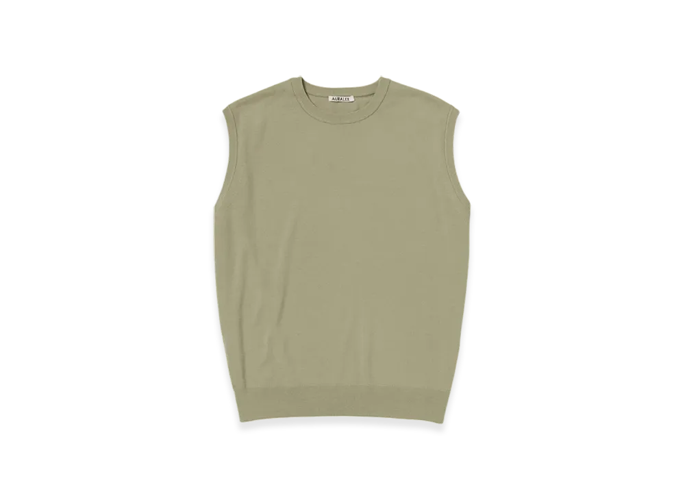 AURALEE Super High Gauge Wool Knit Vest "Khaki Beige"