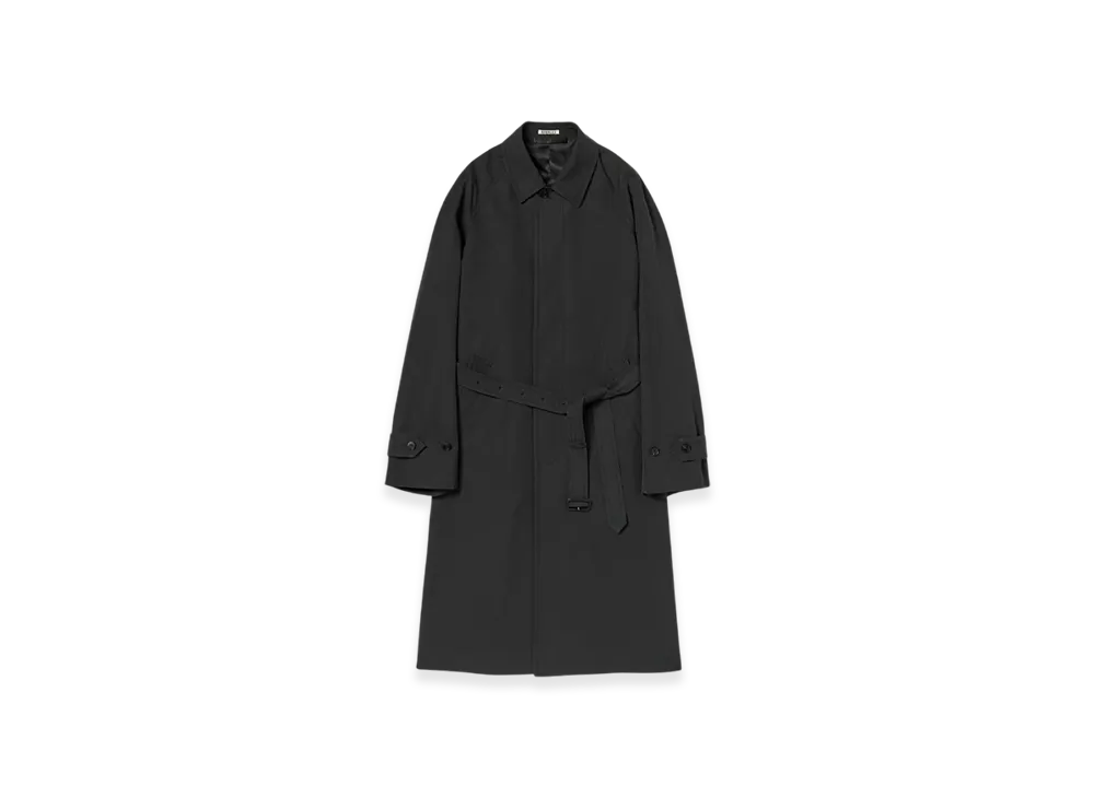 AURALEE Finx Hard Twist Gabardine Soutien Collar Coat "Ink Black Chambray"