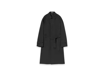 AURALEE Finx Hard Twist Gabardine Soutien Collar Coat "Ink Black Chambray"