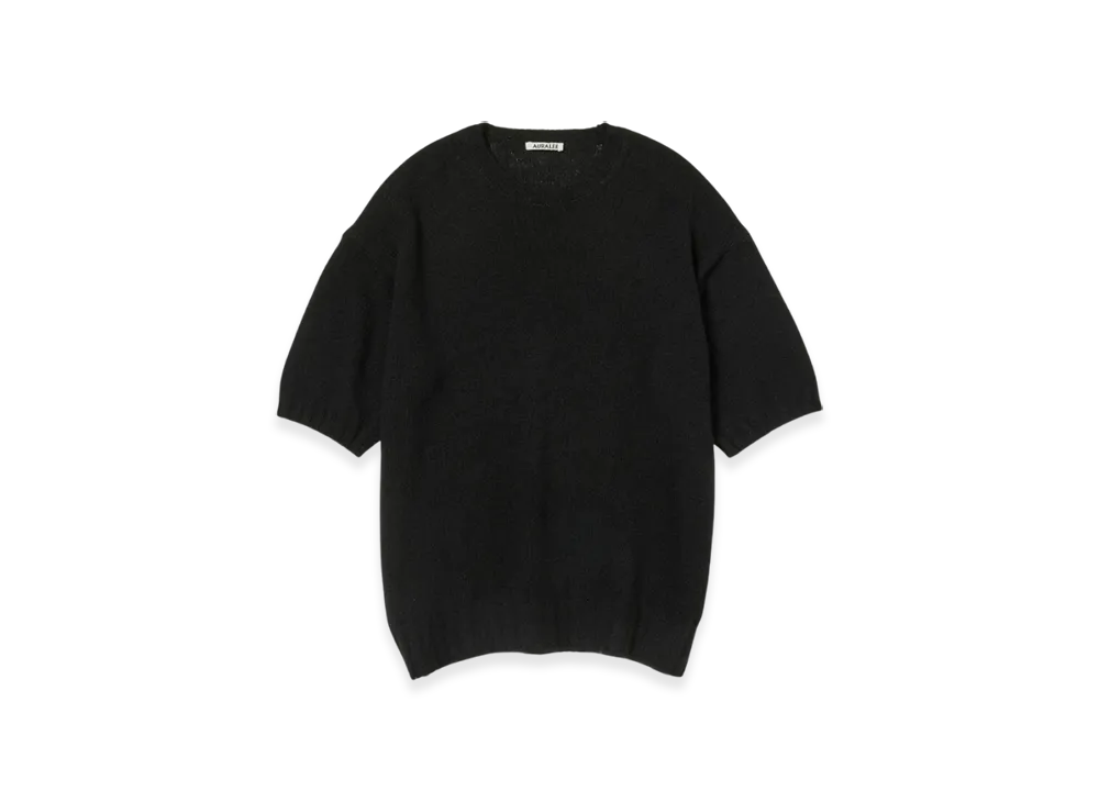 AURALEE Shetland Wool Cashmere Knit T-Shirt "Black"