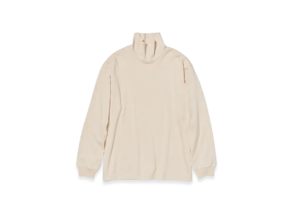 AURALEE Luster Plaiting Hi Neck L/S T-Shirt "Peach Beige"
