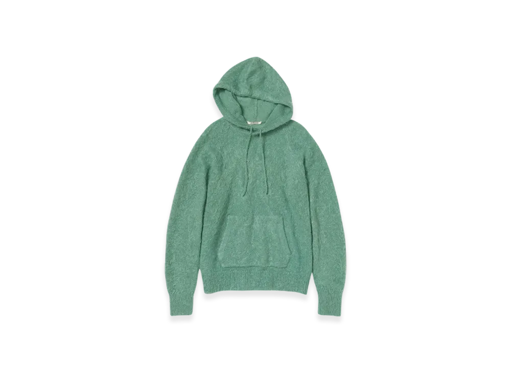 AURALEE Brushed Super Kid Mohair Knit P/O Parka "Jade Green"