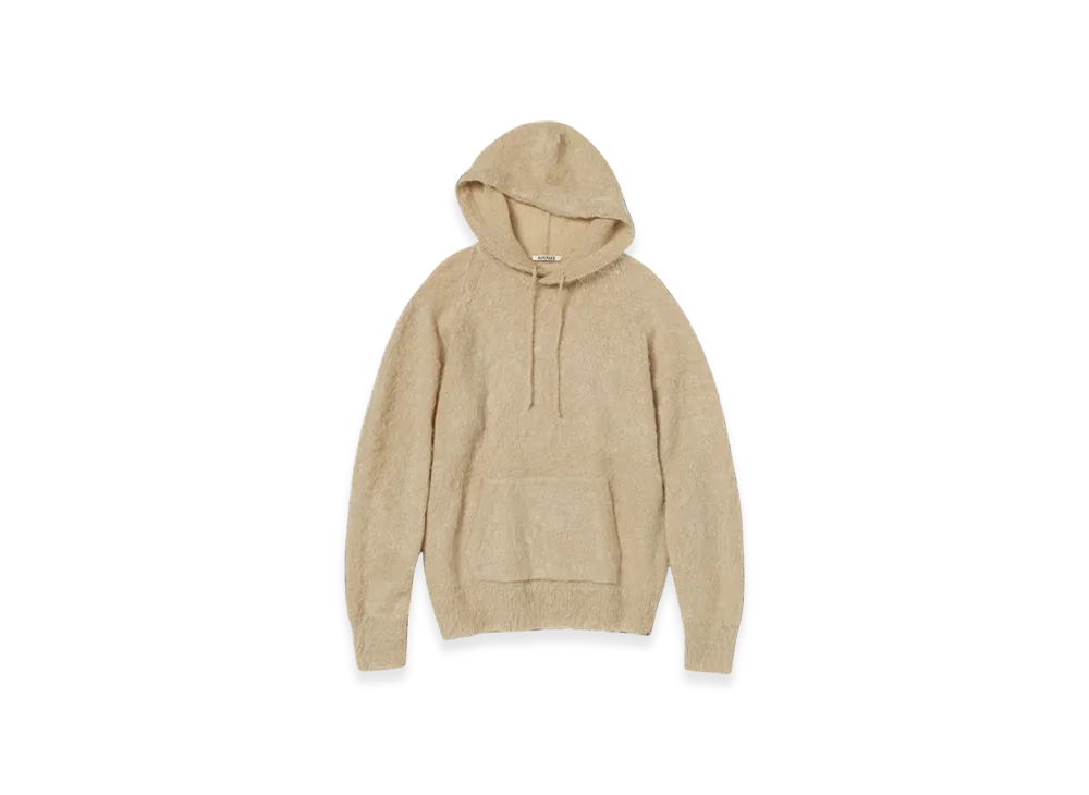 AURALEE Brushed Super Kid Mohair Knit P/O Parka "Beige"