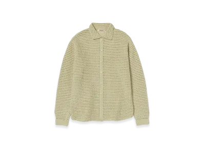 AURALEE Hand Crochet Wool Knit Shirts "Light Khaki"