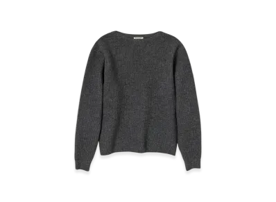 AURALEE Milled French Merino Rib Knit Boat Neck P/O "Charcoal Gray"