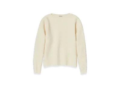 AURALEE Milled French Merino Rib Knit Boat Neck P/O "Ivory White"