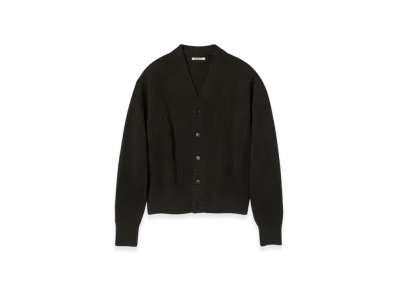 AURALEE French Merino Rib Knit Cardigan "Dark Brown"