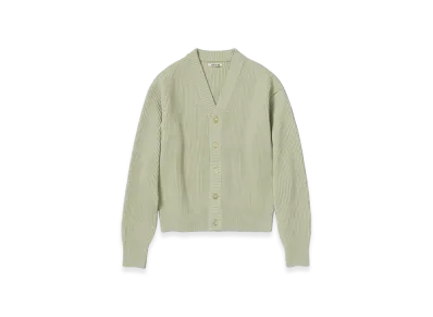 AURALEE French Merino Rib Knit Cardigan "Light Khaki"