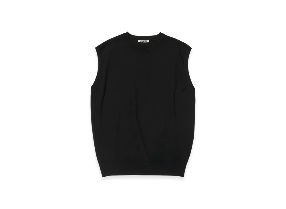 AURALEE Super High Gauge Wool Knit Vest "Black"