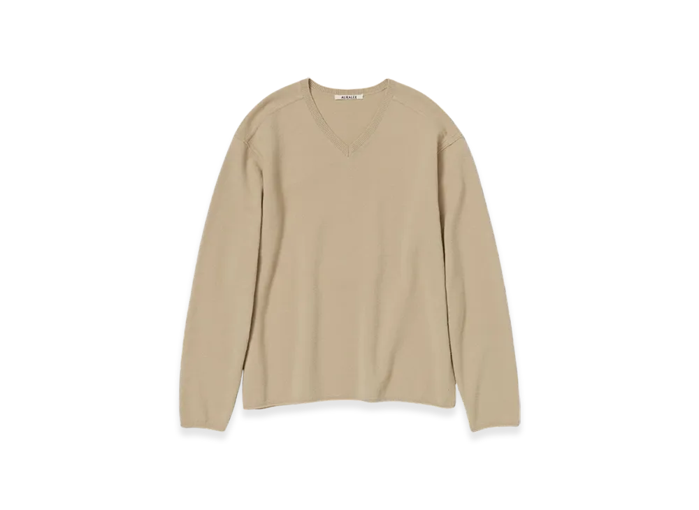 AURALEE Felted Wool Knit VNeck P/O "Beige"