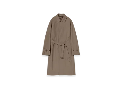 AURALEE Finx Hard Twist Gabardine Soutien Collar Coat "Brown Gray Chambray"