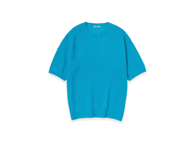 AURALEE Shetland Wool Cashmere Knit T-Shirt "Turquoise Blue"