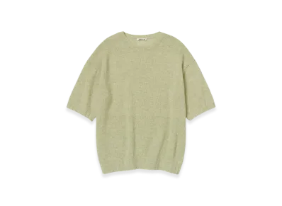 AURALEE Shetland Wool Cashmere Knit T-Shirt "Yellow Green"