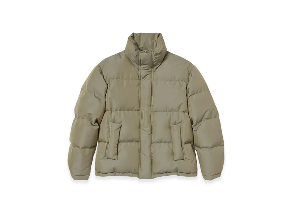 AURALEE Finx Polyester Chambray Down Coat "Olive Khaki Chambray"