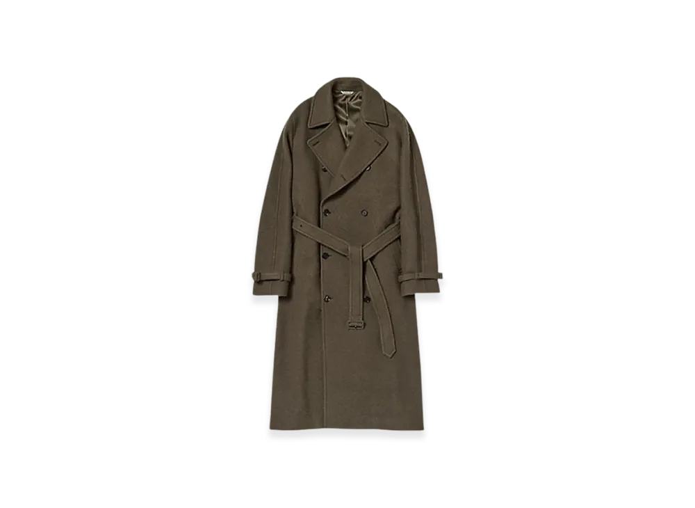 AURALEE Brushed Alpaca Wool Melton Trench Coat "Dark Olive"