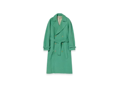 AURALEE Brushed Alpaca Wool Melton Trench Coat "Jade Green"