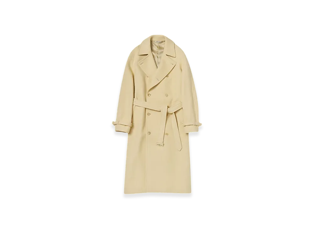 AURALEE Brushed Alpaca Wool Melton Trench Coat "Light Beige"