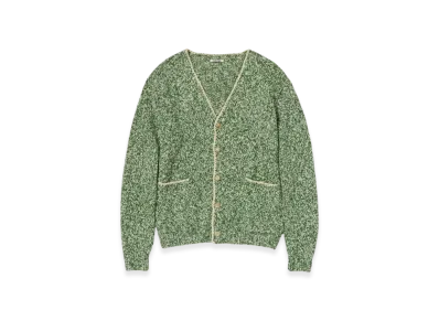 AURALEE Silk Wool Camel Mix Knit Cardigan "Mix Green"