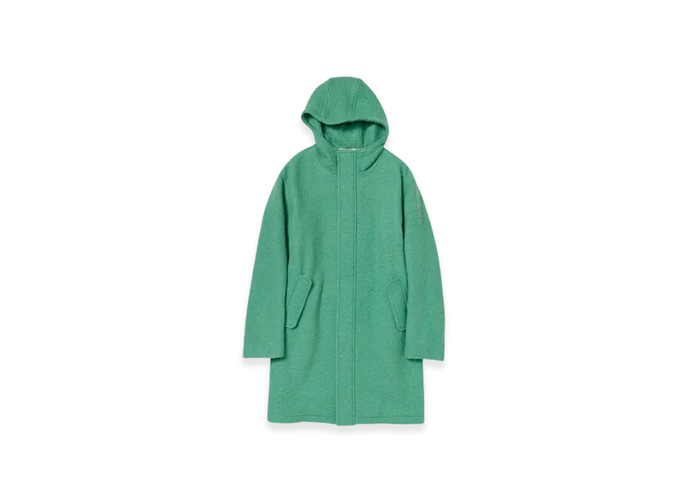 AURALEE Brushed Alpaca Wool Melton Hooded Coat "Jade Green"