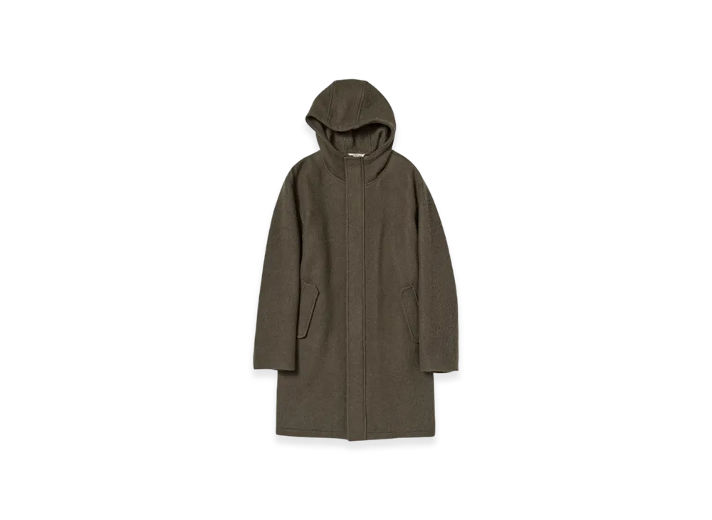AURALEE Brushed Alpaca Wool Melton Hooded Coat "Dark Olive"
