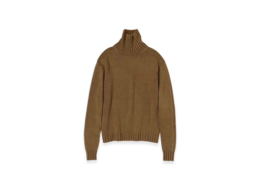 AURALEE Washed French Merino Knit Turtle "Brown"