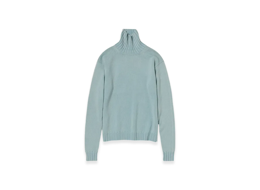 AURALEE Washed French Merino Knit Turtle "Light Blue"