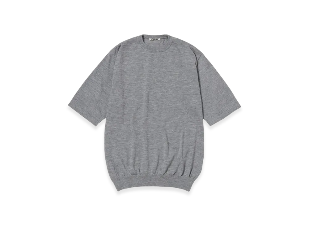 AURALEE Cashmere Hard Twist Knit T-Shirt "Top Gray"