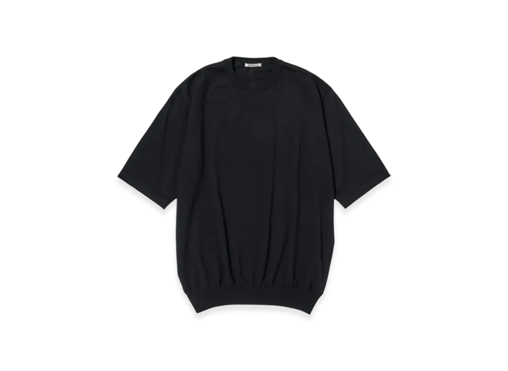 AURALEE Cashmere Hard Twist Knit T-Shirt "Black"