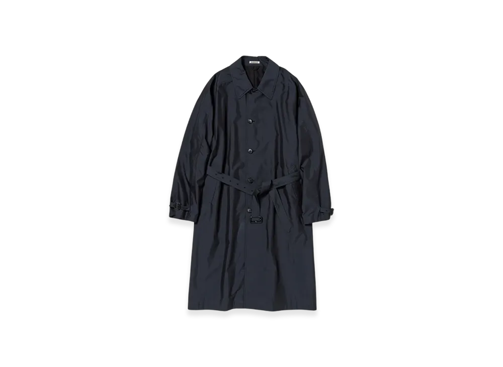 AURALEE Finx Polyester Weather Chambray Soutien Colloar Coat "Black Chambray"