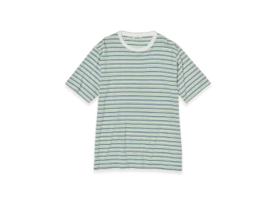 AURALEE Hard Twist Cotton Border T-Shirt "Light Green Border"
