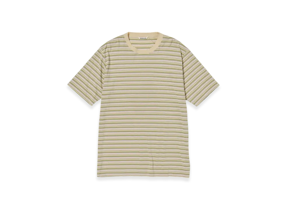 AURALEE Hard Twist Cotton Border T-Shirt "Beige Border"