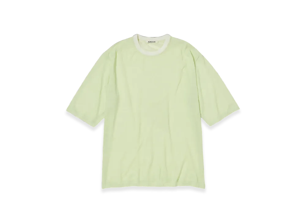 AURALEE Hard Twist High Gauge Wool Silk Knit T-Shirt "Lime Yellow"
