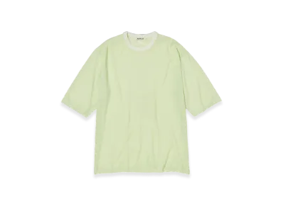 AURALEE Hard Twist High Gauge Wool Silk Knit T-Shirt "Lime Yellow"