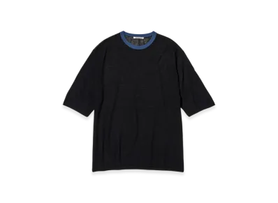 AURALEE Hard Twist High Gauge Wool Silk Knit T-Shirt "Black"