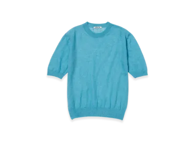 AURALEE Kid Mohair Sheer Knit T-Shirt "Turquoise Blue"