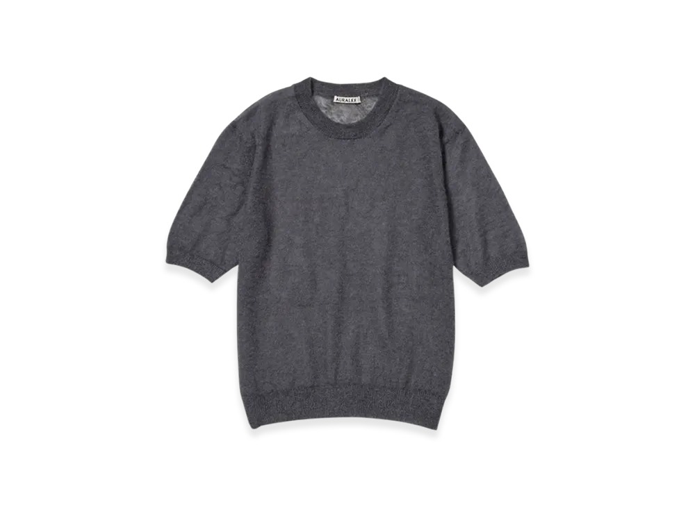 AURALEE Kid Mohair Sheer Knit T-Shirt "Dark Gray"
