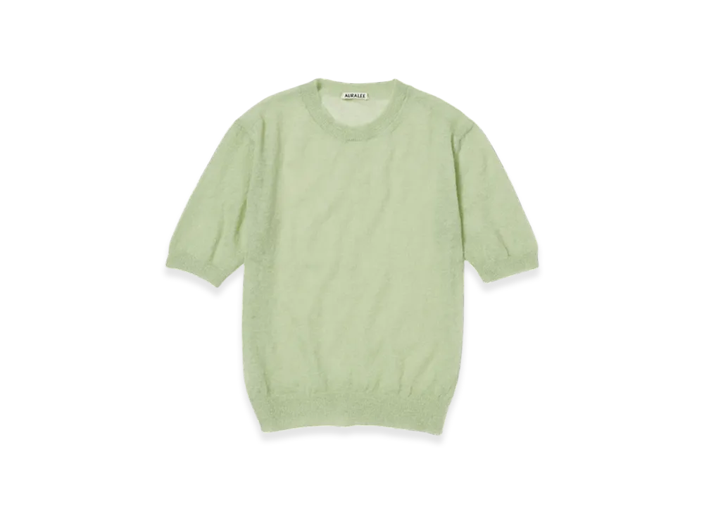 AURALEE Kid Mohair Sheer Knit T-Shirt "Light Green"