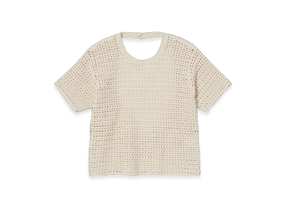 AURALEE Hand Crochet Knit T-Shirt "Ivory"