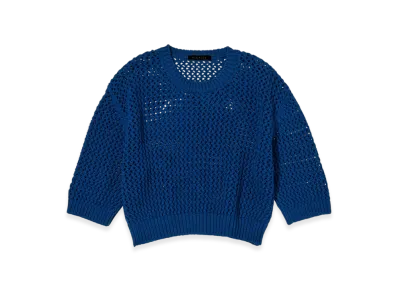 AURALEE Cotton LilyYarn Mesh Knit T-Shirt "Blue"
